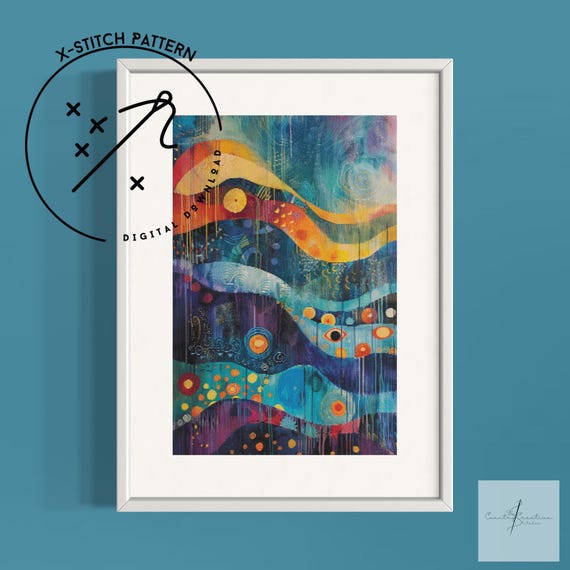 Sea for Yourself Counted Cross Stitch Pattern, Full Cover X Stitch, Downloadable Cross Stitch Chart, DMC, PDF