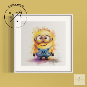 Minion Counted Cross Stitch Pattern, Downloadable DMC Cross Stitch Chart, Funny X-Stitch Pattern, PDF, DMC