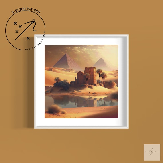 Arabian Nights Counted Cross Stitch Pattern, Full Coverage X Stitch, Downloadable Cross Stitch Chart, PDF, DMC, Landscape
