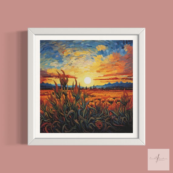 Sunset Counted Cross Stitch Pattern, Downloadable DMC Cross Stitch Chart, Cute X-Stitch Pattern, PDF, DMC