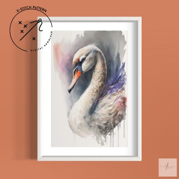 Swan, Counted Cross Stitch Pattern, Full Coverage X Stitch, Downloadable Cross Stitch Chart, PDF, Large Full Cover Cross Stitch