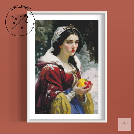 Snow White Counted X-Stitch Pattern, Full Coverage Cross Stitch, Downloadable Cross Stitch Chart, Large X-Stitch Pattern, DMC, PDF