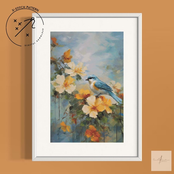 Hibiscus Counted Cross Stitch Pattern, Downloadable DMC Cross Stitch Chart, Flower X-Stitch Pattern, PDF, DMC