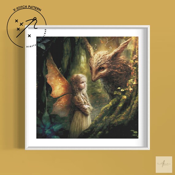 Fairy Secrets Counted Cross Stitch Pattern, Full Cover X Stitch, Downloadable Cross Stitch Chart, Large X-Stitch Pattern, DMC, PDF