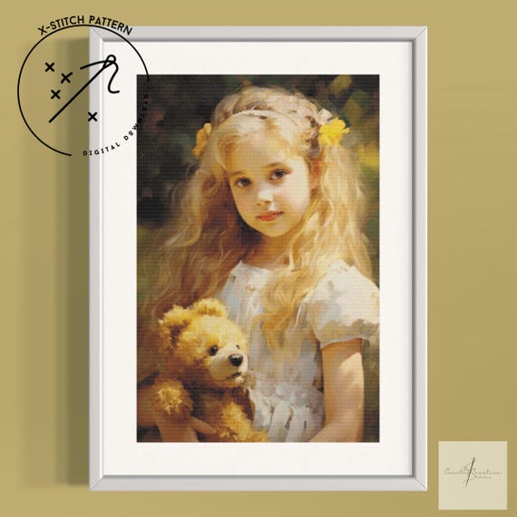Goldilocks Counted Cross Stitch Pattern, Downloadable DMC Cross Stitch Chart, Fairytale X Stitch Pattern, PDF, DMC