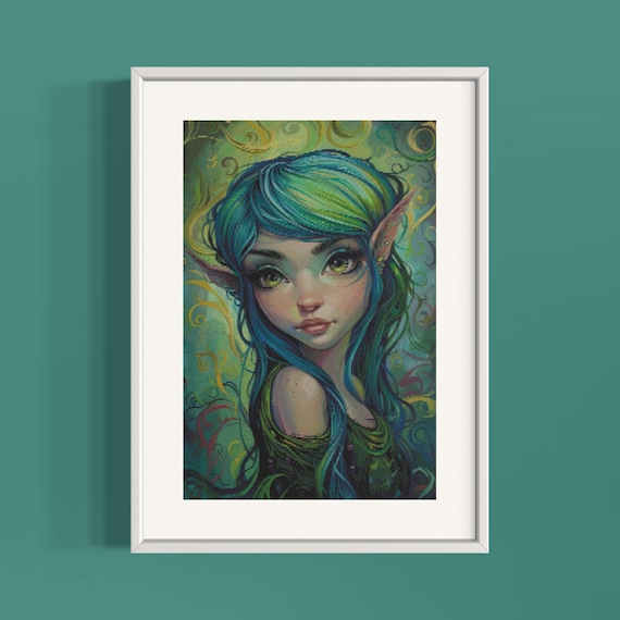 Green Elf Counted Cross Stitch Pattern, Full Cover X Stitch, Downloadable Cross Stitch Chart, DMC, PDF