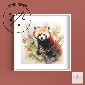 Modèle de point de croix panda compté, grille DMC de point de croix téléchargeable, motif animal au point de croix, PDF, DMC