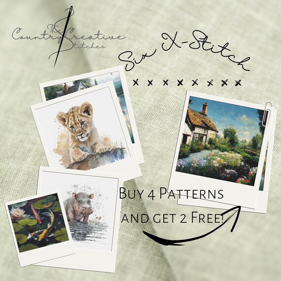 Buy Any 4 Patterns Get Any 2 Free, Counted X-Stitch PDF Pattern Bundle, Full Cover Cross Stitch, DMC, Large X-Stitch
