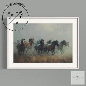 Wild Horses Counted Cross Stitch Pattern, Full Cover X Stitch, Downloadable Cross Stitch Chart, DMC, PDF