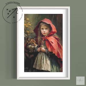 Little Red Counted X-Stitch Pattern, Full Coverage Cross Stitch, Downloadable Cross Stitch Chart, Large X-Stitch Pattern, DMC, PDF
