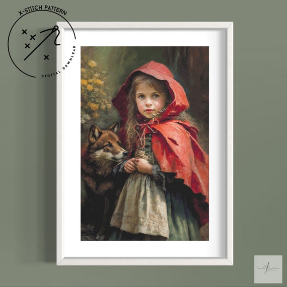 Little Red Counted X-Stitch Pattern, Full Coverage Cross Stitch, Downloadable Cross Stitch Chart, Large X-Stitch Pattern, DMC, PDF