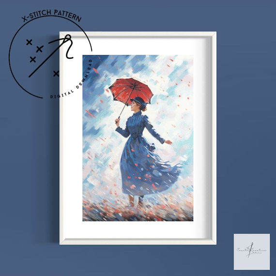Winds of Change Counted Cross Stitch Pattern, Downloadable DMC Cross Stitch Chart, Mary Poppins X-Stitch Pattern, PDF, DMC