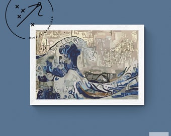Abstract Wave Counted Cross Stitch Pattern, Full Cover X Stitch, Downloadable Cross Stitch Chart, Intricate X-Stitch Pattern