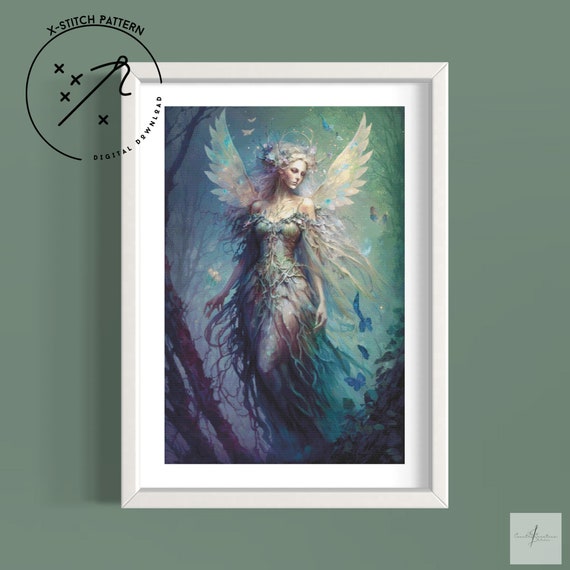 Forest Queen Counted Cross Stitch Pattern, Full Cover X Stitch, Downloadable Cross Stitch Chart, Large X-Stitch Pattern, DMC, PDF
