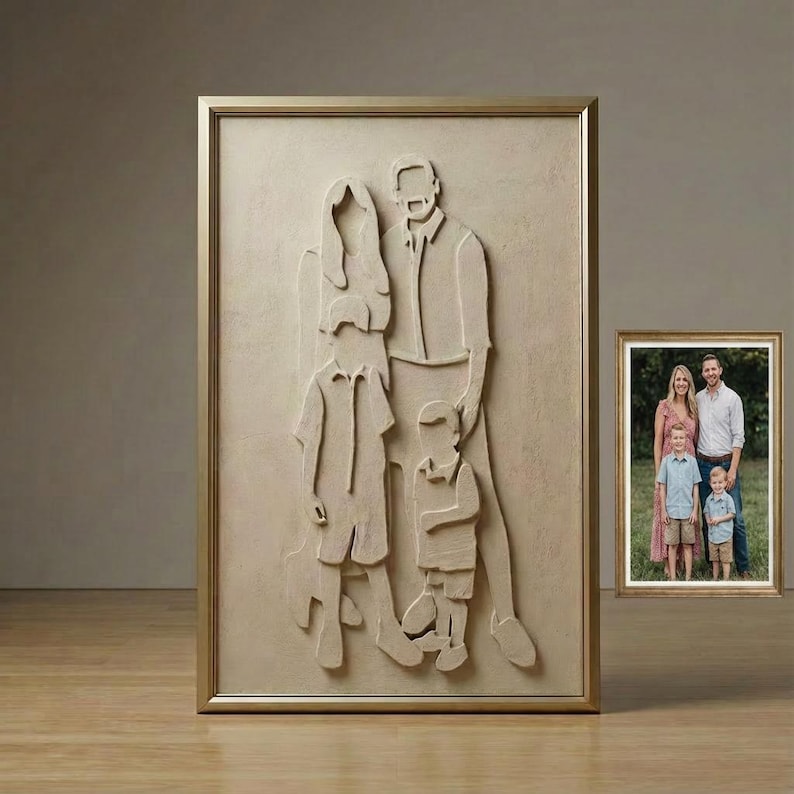 Personalized Family Portrait From Photo, Custom 3D Wall Art From ...