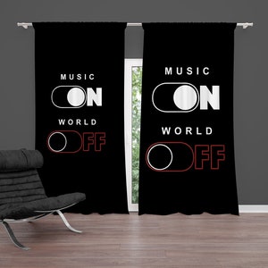 Music Curtain, Music Room Decor, Gift For Musician, Game Room Curtain, Teenage Room Curtains, Music Gifts, Kids Room Curtains, Gift For Dad