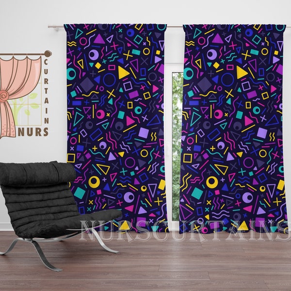 90s Arcade Blackout Game Room Curtain, Retro Gaming Decor, Colorful Movie Room Curtain, Game Gift