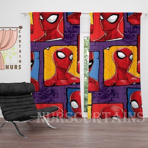 Spiderman Verdunkelungsvorhang Helden Muster - Comic Book Rot Lila Kinder Kinderzimmer Dekor
