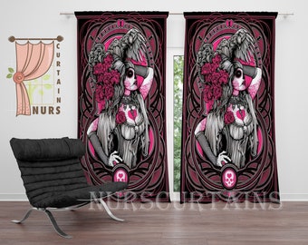 Gothic Verdunkelungsvorhang Pink – Hexe Rabe Rose Dekor Jugendstil