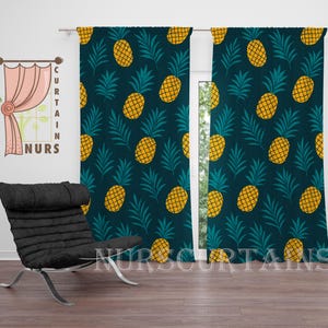 Pineapple Print Blackout Curtain: Tropical Kitchen Decor