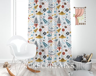Space Shuttle Curtain, NASA Draperys, Nursery Curtains, Window Curtains, Baby Room Curtains, Baby Boy Curtains, Space Themed Birthday Gift