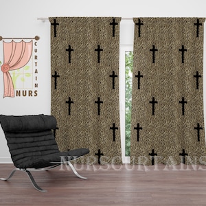 Pilgrimage Sign Themed Curtain, Leopard Patterned Curtain, Living Room Decor Animal Curtain