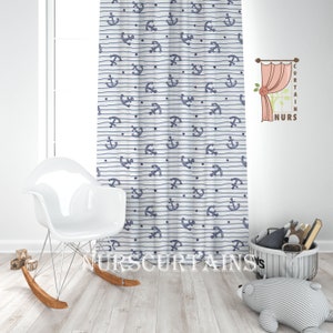 Sea Anchor Curtain Beach House Decor, Baby Room Decor, Gift for Sailor, Ocean Patterned Curtain Kids Room Curtain, Gift for Baby