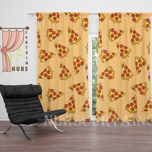 Pizzapatroon keukengordijn, verduisterend eetkamergordijn, grappig interieur, housewarmingcadeau