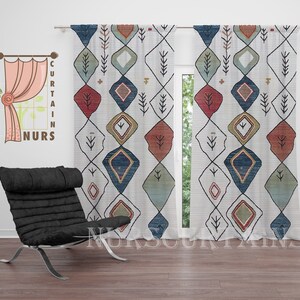 Tribal Geometric Curtain: Bohemian Living Room Blackout