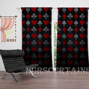 Tenda con simbolo di carte da gioco, tenda per sala giochi, tenda per giocatori in stile retrò, regalo di gioco