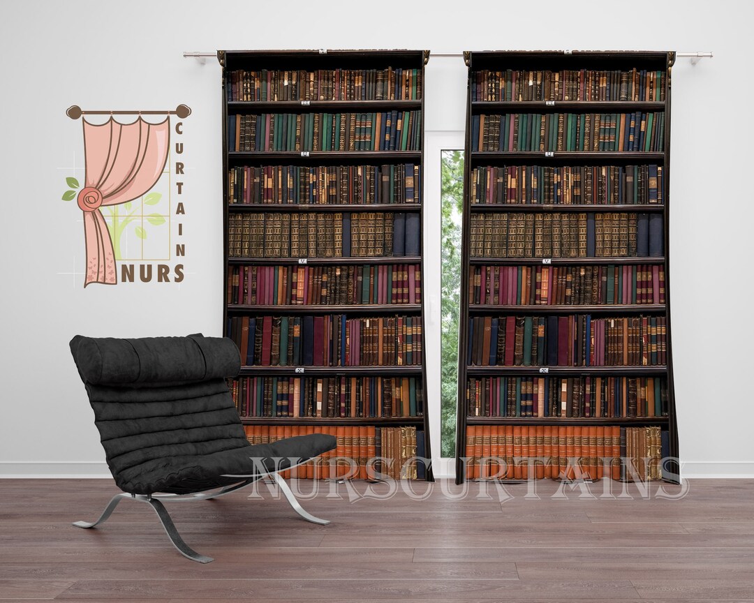Library Curtain, Book Themed Curtain, Study Room Blackout Curtain