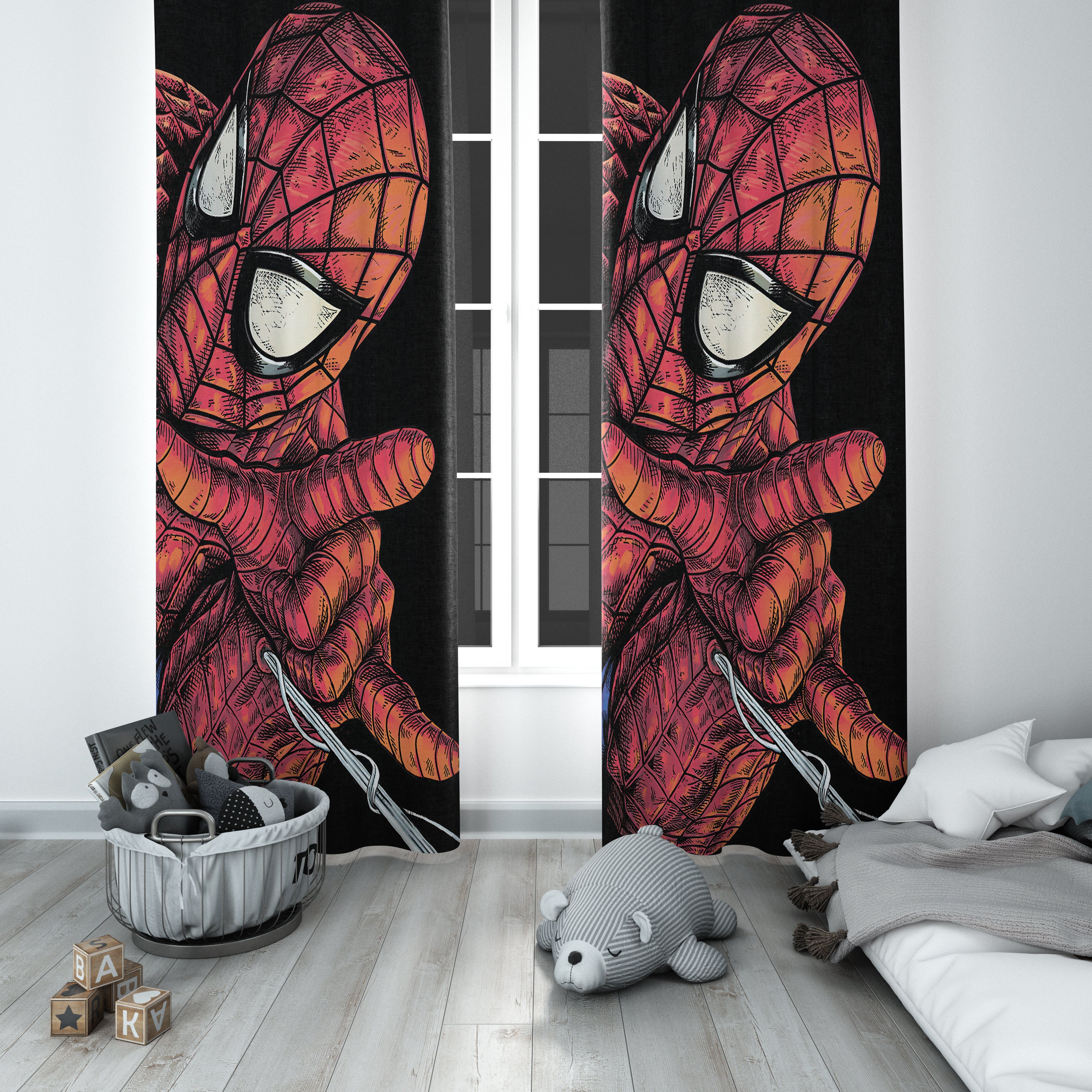 Spiderman Curtain, Superhero Logo Curtain, Spiderman Curtains Kids Room,  Spiderman Birthday, Avengers Curtain, Spiderman Decor, Kids Gift -   Denmark