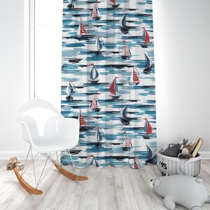 Watercolor Boat Curtain Under The Ocean, Nursery Curtains, Window Curtains, Baby Room Curtain, Baby Girl Curtain, Baby Boy Curtains
