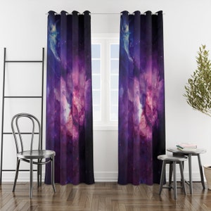 Galaxy Nebula Window Curtains, Universe Starry Star Sky Curtain, Space and Deep Space Curtain Blackout Curtains for Bedroom Dorm Home