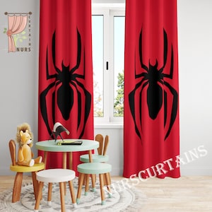 Tenda con logo Spiderman, tenda rossa oscurante per bambini, scuola materna per bambini Avengers, Ironman, Capitan America, Hulk, arredamento supereroe