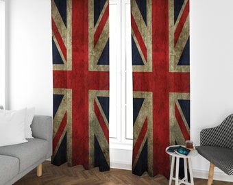 Britse vlag gordijn, Verenigd Koninkrijk gordijn, esthetisch gordijn, gordijnen voor woonkamer, UK gordijn, cadeau voor kerstcadeau