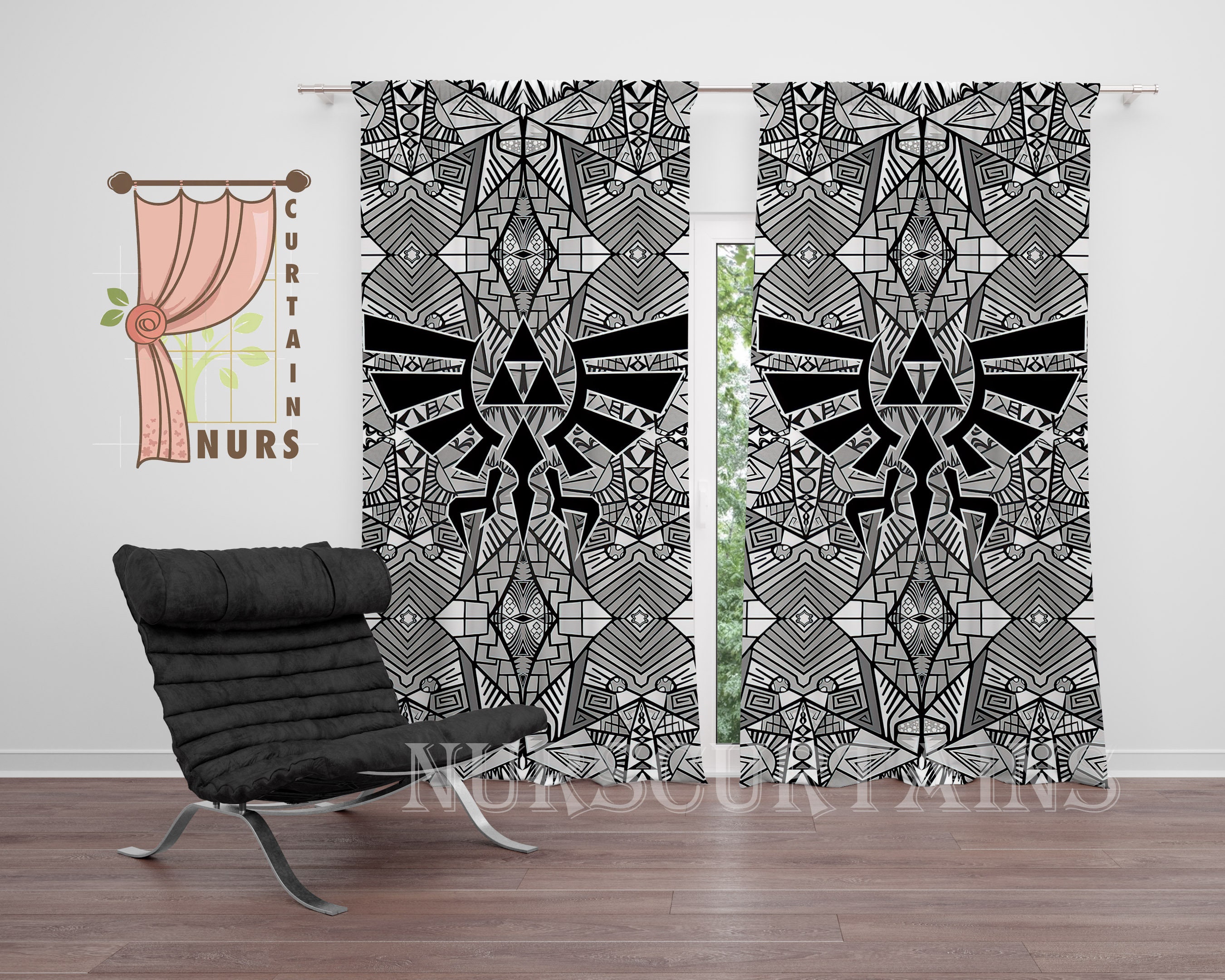 Zelda Symbol Blackout Curtain: Gaming Room Decor