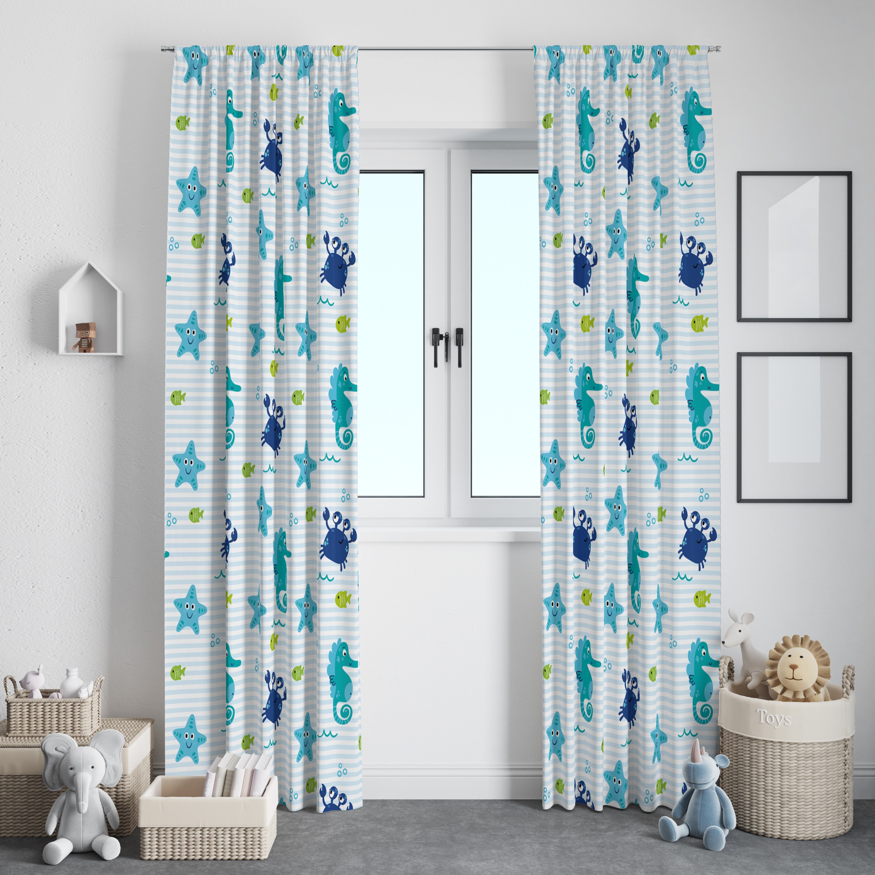 Watercolor Sea Animals Themed Cute Baby Room Curtain Nursery - Etsy