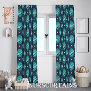 Rideau planète bleue, rideau galaxie, rideau pour chambre d'enfant, rideau occultant, rideau spatial, cadeau pour bébé