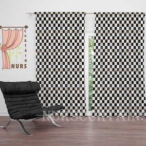 Checkered Blackout Curtain: Retro Geometric Print