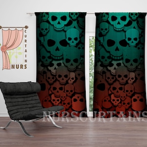 Skull Curtain, Gothic Curtain, Horror Decor, Halloween Curtain, Blackout Curtain, Scary Curtain, Gothic Gift
