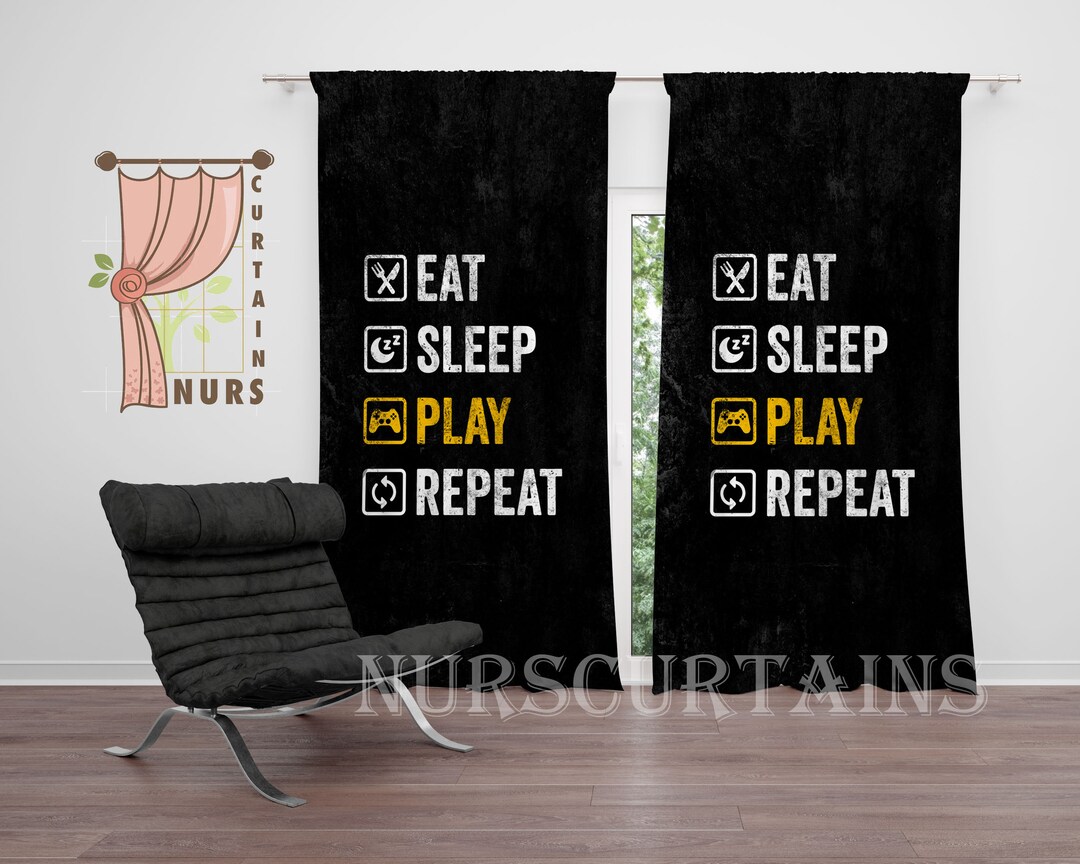 Gamer Player Curtain, Game Room Curtain, Blackout Curtain, Gaming Curtain, Playroom Decor, Gamer ...