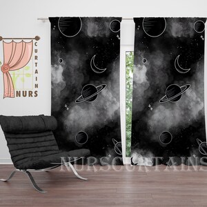 Black Galaxy Curtain, Planet Curtain, Space Room Curtain, Blackout Curtain, Decorative Home Decor, Space Gift