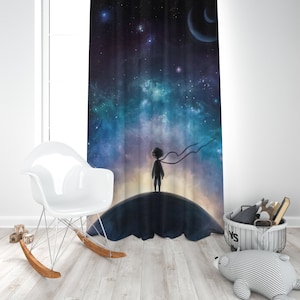 Le Petit Prince Curtain: Space Nursery Decor, Kids Room Drapery