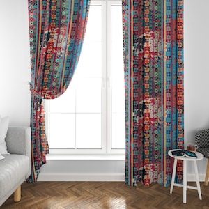 Colorful Inlaid Blackout Curtain: Rustic Ethnic Tribal Decor