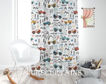 Race Cars Curtain, Baby Boy Room Curtain, Nursery Curtains, Window Curtains, Kids Room Décor, Birthday Gift, Christmas Gift