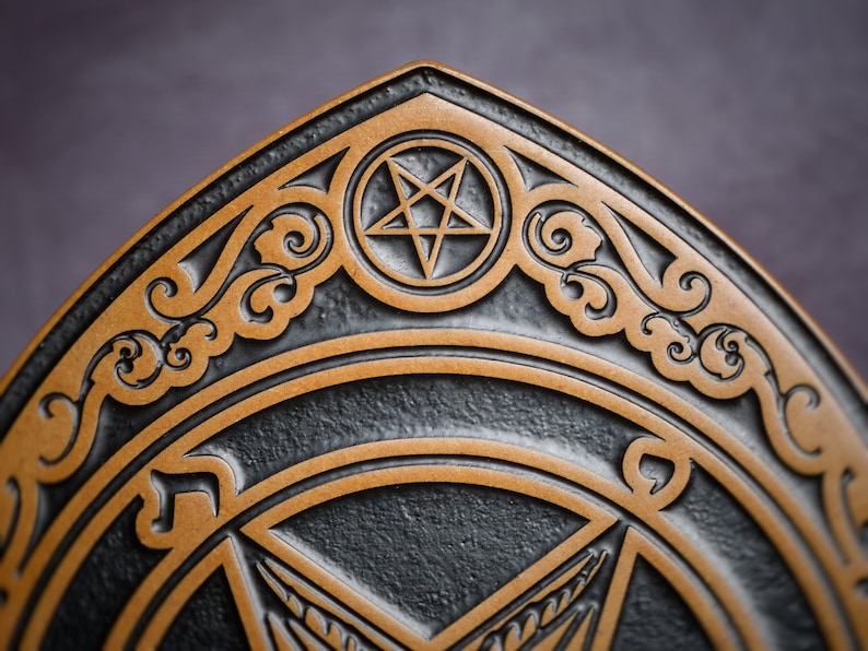 Engraved Sigil of Baphomet Wood Wall Hanging – Leviathan Cross, Seal of Satan image 4