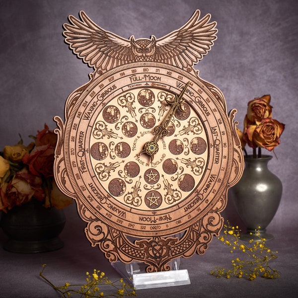 Moon Clock - The Lunarium - Functional and Unique Lunar Calendar - A Beautiful piece of Witchy Decor for All Wiccans and Pagans and