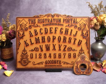 Wooden Ouija Board - Spirit Board - Talking Board and Planchette - Victorian Style Witchy Decor & Altar Tool - Compact Portable Gift Size.