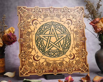 Keltischer Knoten Pentagramm Altarplatte - Wicca heidnischer Weiheteller